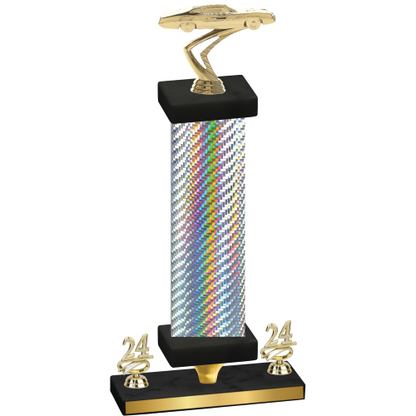 Premium Single Silver Carbon Fiber Year Cars Trophy