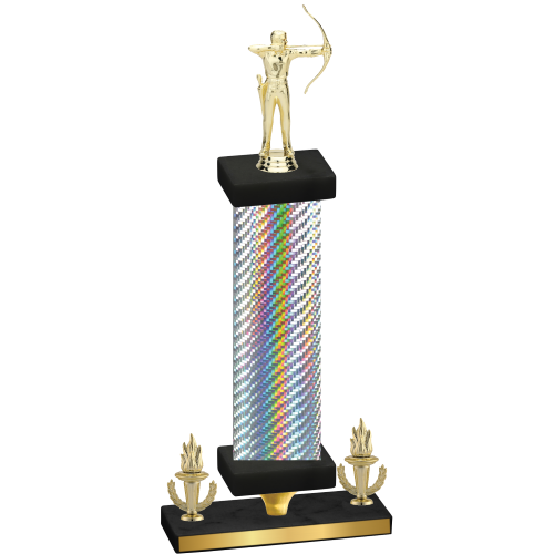 Premium Single Silver Carbon Fiber Victory Archery Trophy