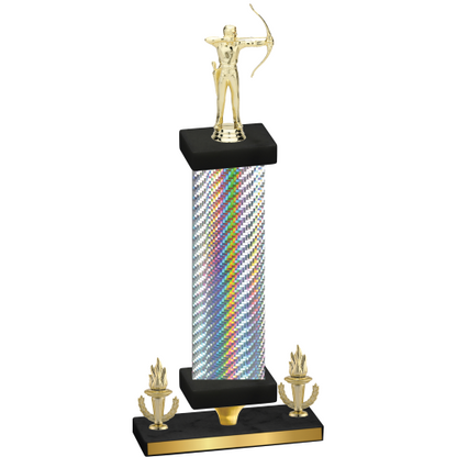 Premium Single Silver Carbon Fiber Victory Archery Trophy