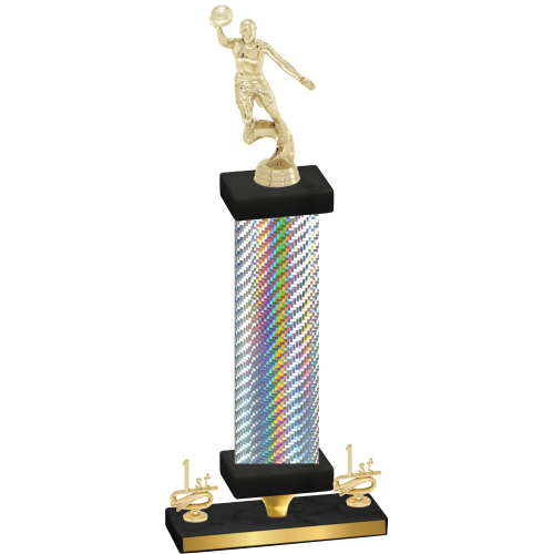 Premium Single Silver Carbon Fiber First Place Basketball Trophy