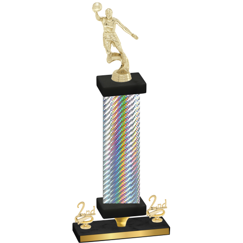 Premium Single Silver Carbon Fiber Second Place Basketball Trophy