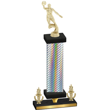 Premium Single Silver Carbon Fiber Victory Basketball Trophy