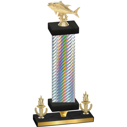 Premium Single Silver Carbon Fiber Victory Fishing Trophy