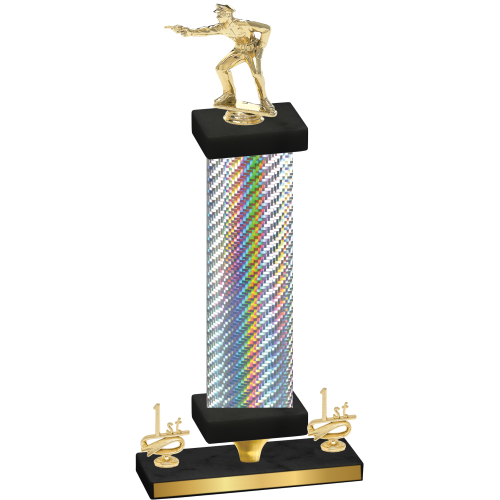 Premium Single Silver Carbon Fiber First Place Shooter Trophy