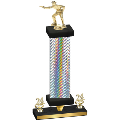 Premium Single Silver Carbon Fiber Year Shooter Trophy