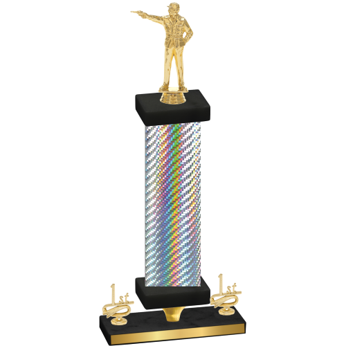 Premium Single Silver Carbon Fiber First Place Shooter Trophy