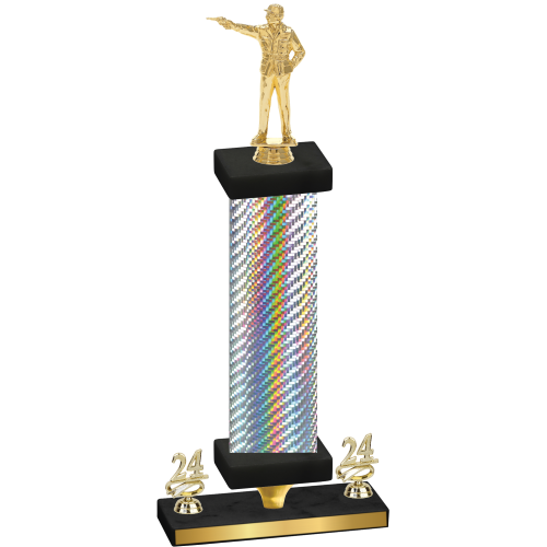 Premium Single Silver Carbon Fiber Year Shooter Trophy