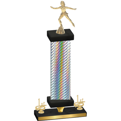 Premium Single Silver Carbon Fiber First Place Skater Trophy