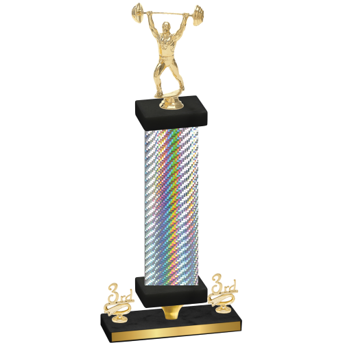 Premium Single Silver Carbon Fiber Third Place Weights Trophy