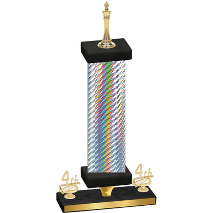 Premium Single Silver Carbon Fiber Fourth Place Chess Trophy