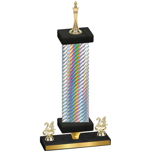 Premium Single Silver Carbon Fiber Year Chess Trophy