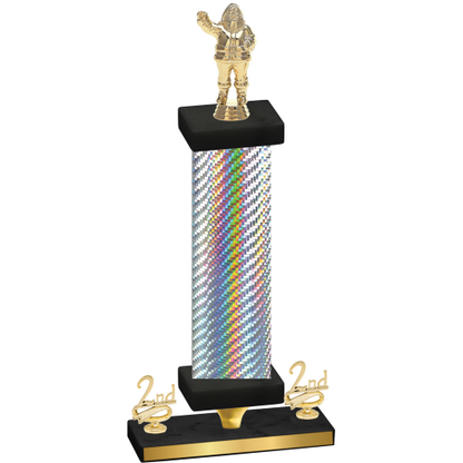 Premium Single Silver Carbon Fiber Second Place Holiday Trophy