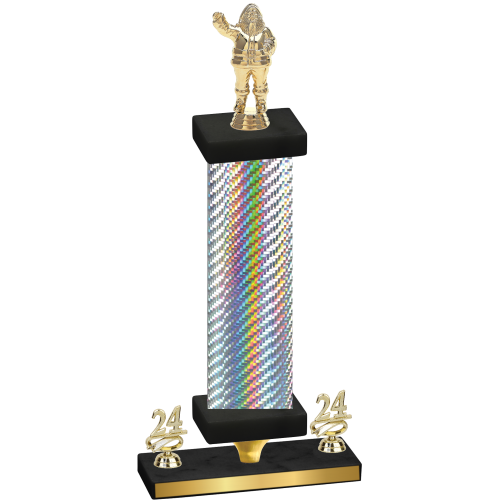 Premium Single Silver Carbon Fiber Year Holiday Trophy