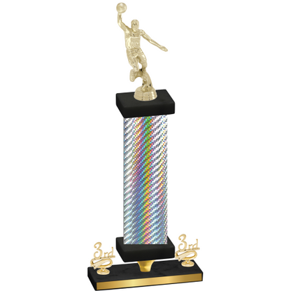 Premium Single Silver Carbon Fiber Third Place Basketball Trophy