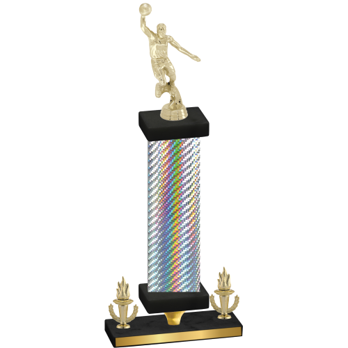 Premium Single Silver Carbon Fiber Victory Basketball Trophy