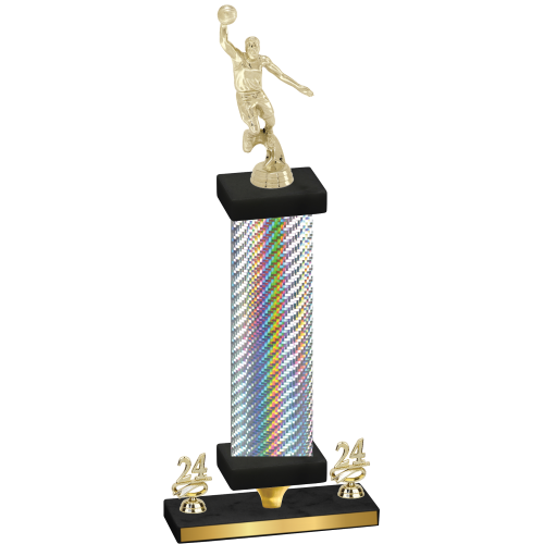 Premium Single Silver Carbon Fiber Year Basketball Trophy