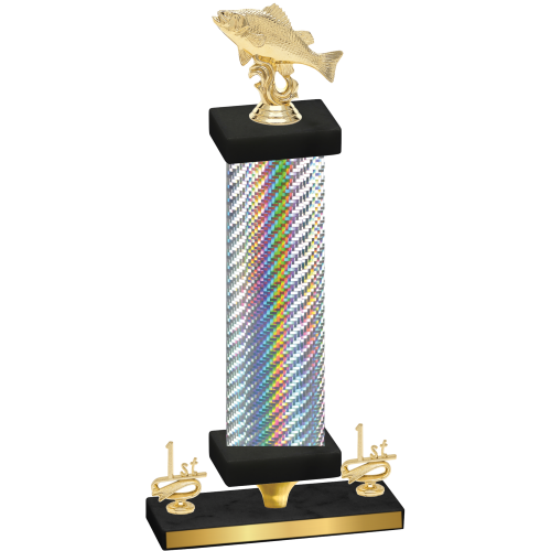 Premium Single Silver Carbon Fiber First Place Fishing Trophy