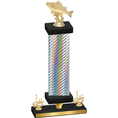 Premium Single Silver Carbon Fiber First Place Fishing Trophy