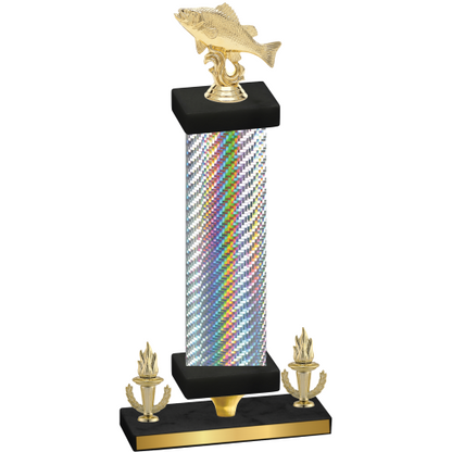 Premium Single Silver Carbon Fiber Victory Fishing Trophy