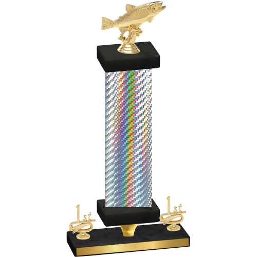 Premium Single Silver Carbon Fiber First Place Fishing Trophy