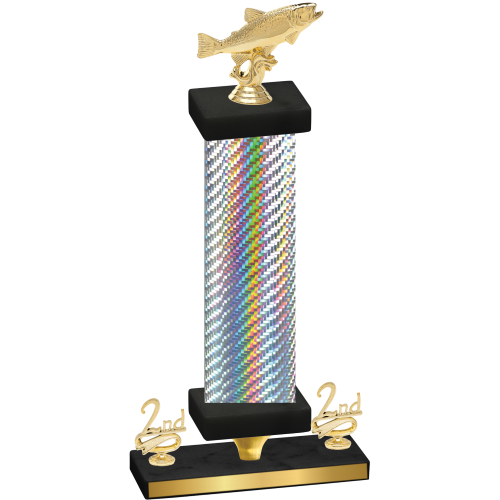 Premium Single Silver Carbon Fiber Second Place Fishing Trophy