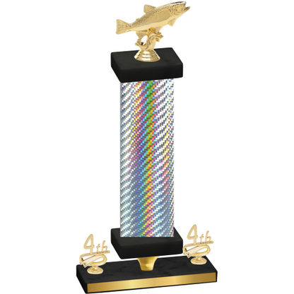 Premium Single Silver Carbon Fiber Fourth Place Fishing Trophy