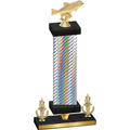 Premium Single Silver Carbon Fiber Victory Fishing Trophy