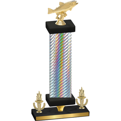 Premium Single Silver Carbon Fiber Victory Fishing Trophy