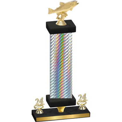 Premium Single Silver Carbon Fiber Year Fishing Trophy