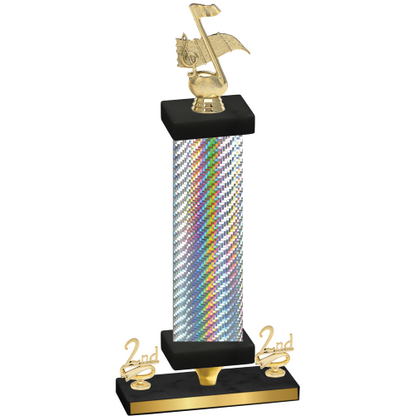 Premium Single Silver Carbon Fiber Second Place Music Trophy