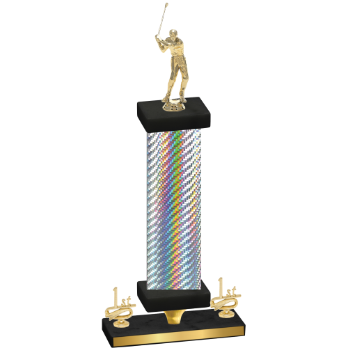 Premium Single Silver Carbon Fiber First Place Golf Trophy