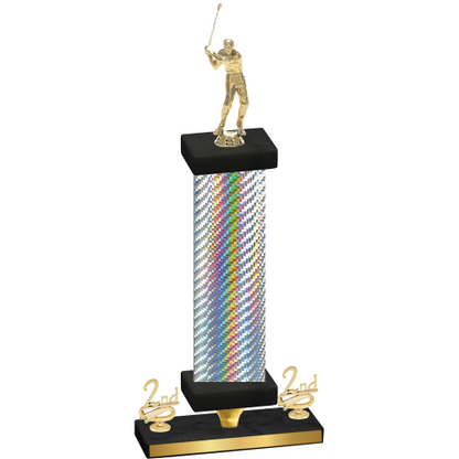 Premium Single Silver Carbon Fiber Second Place Golf Trophy