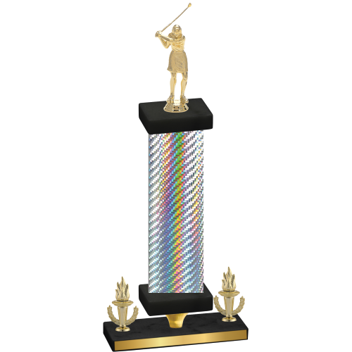 Premium Single Silver Carbon Fiber Victory Golf Trophy