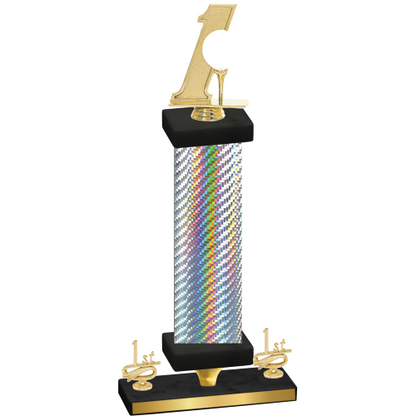 Premium Single Silver Carbon Fiber First Place Golf Trophy