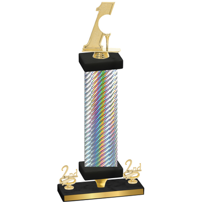 Premium Single Silver Carbon Fiber Second Place Golf Trophy