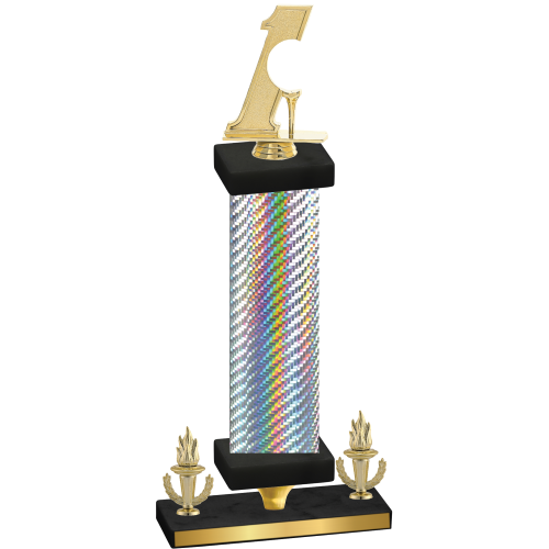 Premium Single Silver Carbon Fiber Victory Golf Trophy