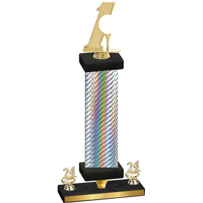 Premium Single Silver Carbon Fiber Year Golf Trophy