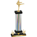 Premium Single Silver Carbon Fiber Third Place Karate Trophy