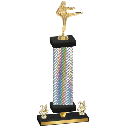 Premium Single Silver Carbon Fiber Year Karate Trophy