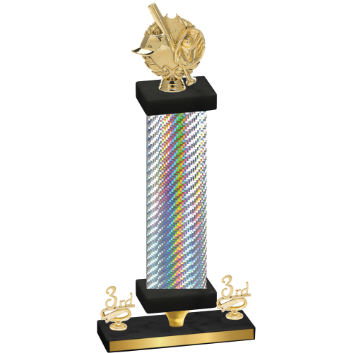 Premium Single Silver Carbon Fiber Third Place Baseball Trophy