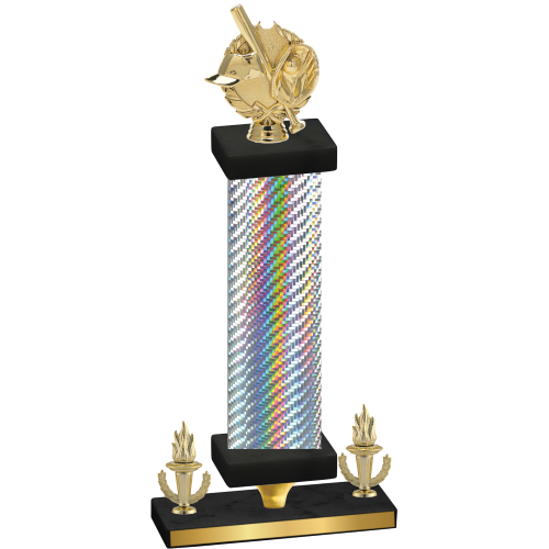 Premium Single Silver Carbon Fiber Victory Baseball Trophy