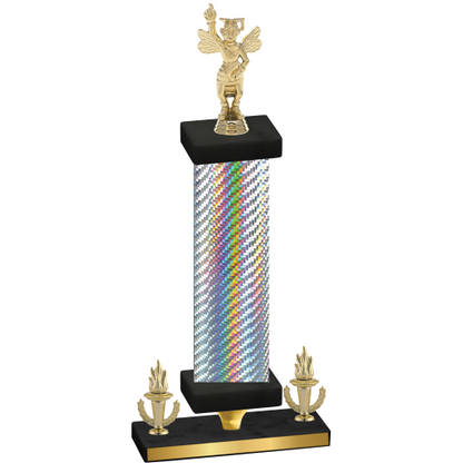 Premium Single Silver Carbon Fiber Victory Academics Trophy