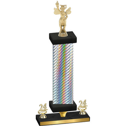 Premium Single Silver Carbon Fiber Year Academics Trophy