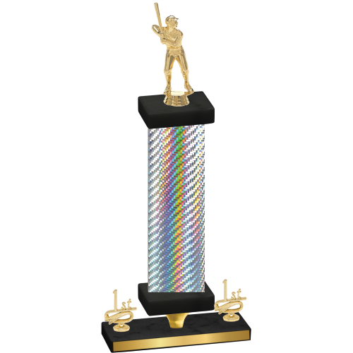 Premium Single Silver Carbon Fiber First Place Baseball Trophy