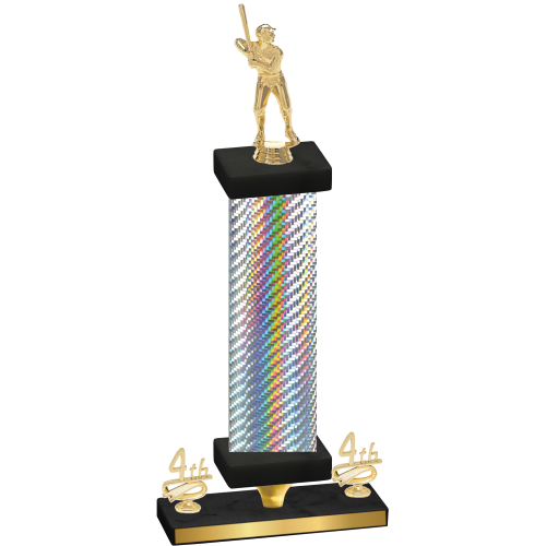 Premium Single Silver Carbon Fiber Fourth Place Baseball Trophy