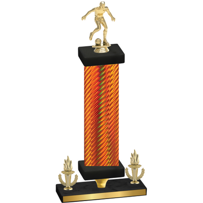 Premium Single Orange Carbon Fiber Victory Soccer Trophy