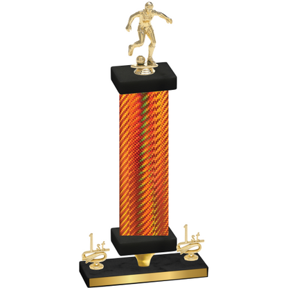 Premium Single Orange Carbon Fiber First Place Soccer Trophy