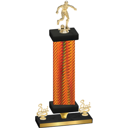 Premium Single Orange Carbon Fiber Third Place Soccer Trophy