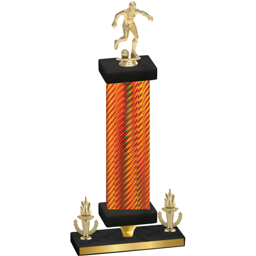 Premium Single Orange Carbon Fiber Victory Soccer Trophy