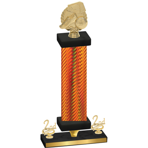 Premium Single Orange Carbon Fiber Second Place Soccer Trophy